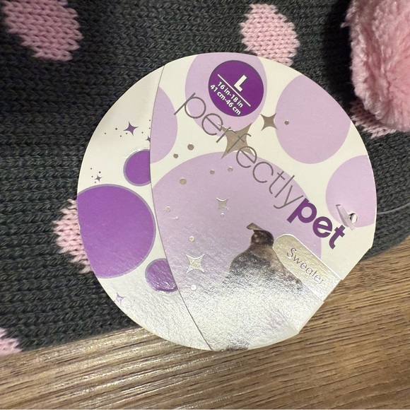 NWT Perfectly Pet Pink Polka Dot Dog Sweater Size Large Knit Winter Shirt - Picture 2 of 4